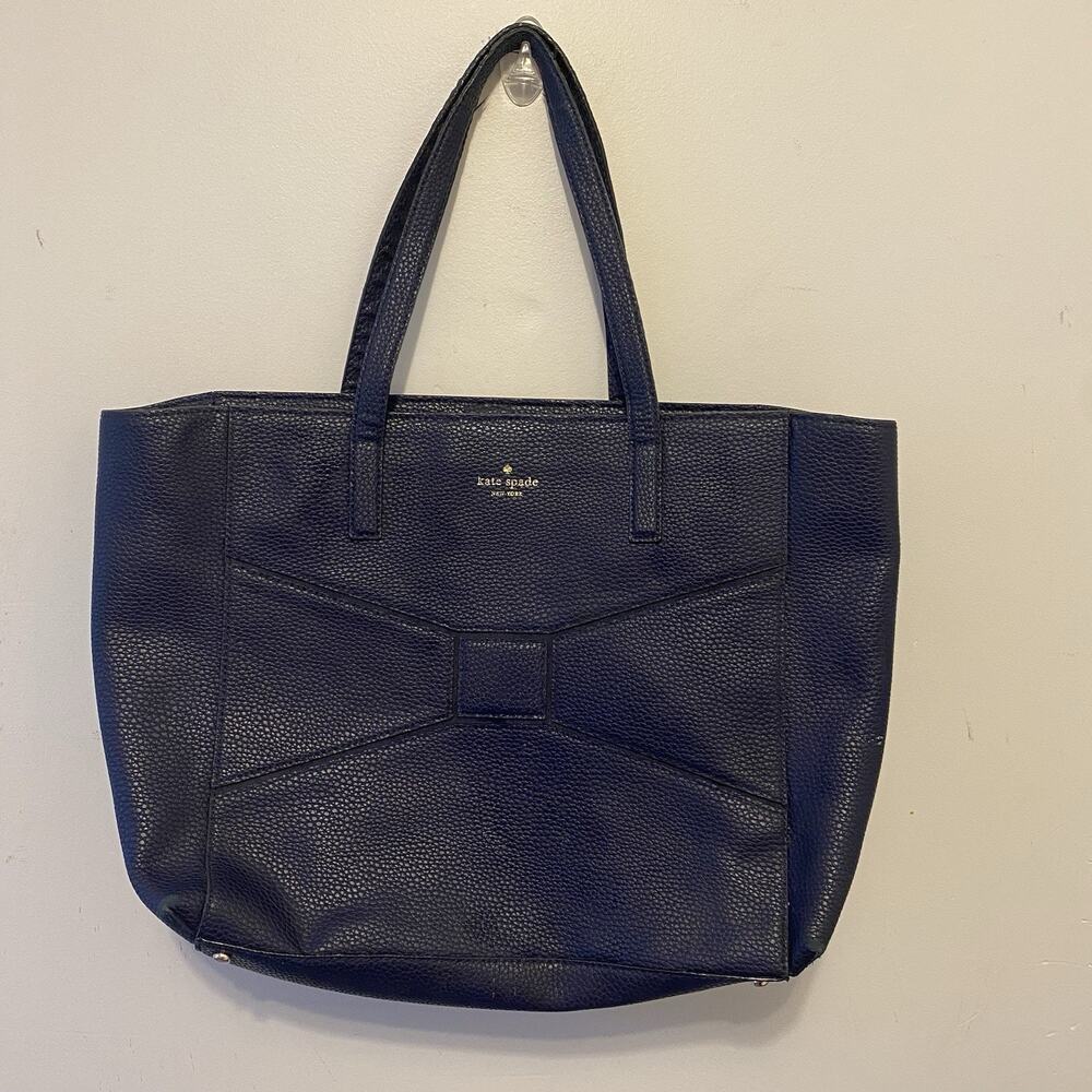 Kate Spade New York Pebble Blue Leather Large Tote Bag Shoulder Bag Purse Boho - Picture 5 of 9